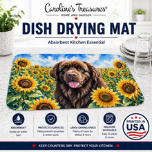 Load image into Gallery viewer, Newfoundland in Sunflowers Dish Drying Mat Absorbent Dish Drying Mat Pad for Kitchen Counter Dish Drainer Mat for Countertop, 14 x 21", Multicolor