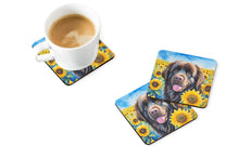 Load image into Gallery viewer, Newfoundland in Sunflowers Coasters - Set of 4 Lightweight Foam, Absorbent Drink Coasters