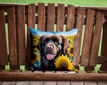 Load image into Gallery viewer, Newfoundland in Sunflowers Throw Pillow - 14x14 Decorative Pillow – Art for Your Home &amp; Patio