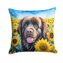 Load image into Gallery viewer, Newfoundland in Sunflowers Throw Pillow - 14x14 Decorative Pillow – Art for Your Home &amp; Patio