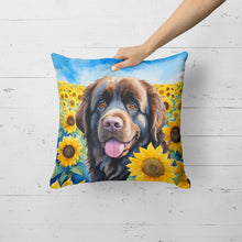 Load image into Gallery viewer, Newfoundland in Sunflowers Throw Pillow