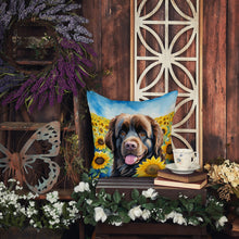 Load image into Gallery viewer, Newfoundland in Sunflowers Throw Pillow