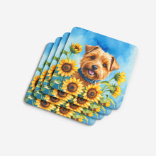 Load image into Gallery viewer, Norfolk Terrier in Sunflowers Coasters - Set of 4 Lightweight Foam, Absorbent Drink Coasters