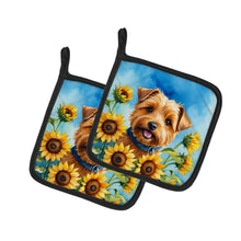 Load image into Gallery viewer, Norfolk Terrier in Sunflowers Pot Holders - Set of 2 Decorative Kitchen Helpers | Made in the USA