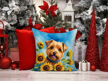 Load image into Gallery viewer, Norfolk Terrier in Sunflowers Throw Pillow - 14x14 Decorative Pillow – Art for Your Home &amp; Patio