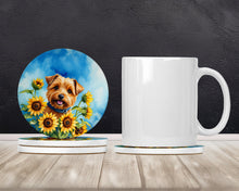 Load image into Gallery viewer, Norfolk Terrier in Sunflowers Large Sandstone Coasters Pack of 4