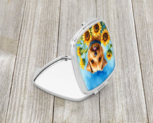Load image into Gallery viewer, Norfolk Terrier in Sunflowers Compact Mirror – Stylish Purse Mirror with Artistic Covers