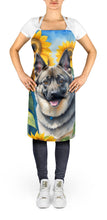 Load image into Gallery viewer, Norwegian Elkhound in Sunflowers Apron – Artist-Designed Kitchen, BBQ &amp; Craft Apron
