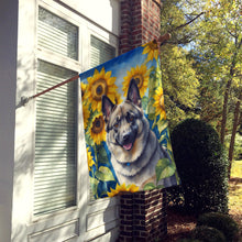 Load image into Gallery viewer, Norwegian Elkhound in Sunflowers House Flag