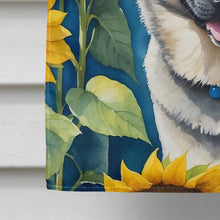 Load image into Gallery viewer, Norwegian Elkhound in Sunflowers House Flag