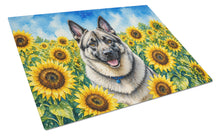 Load image into Gallery viewer, Norwegian Elkhound in Sunflowers Cutting Board Tempered Glass Kitchen Cutting Surface, Heat Resistant Chopping Board with Non-Slip Feet, Decorative Food Prep &amp; Serving