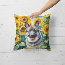 Load image into Gallery viewer, Norwegian Elkhound in Sunflowers Throw Pillow