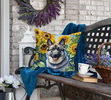 Load image into Gallery viewer, Norwegian Elkhound in Sunflowers Throw Pillow