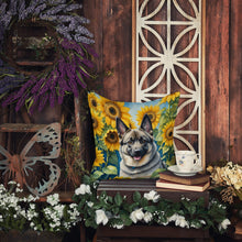 Load image into Gallery viewer, Norwegian Elkhound in Sunflowers Throw Pillow