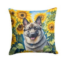 Load image into Gallery viewer, Norwegian Elkhound in Sunflowers Throw Pillow