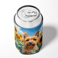 Load image into Gallery viewer, Norwich Terrier in Sunflowers Can or Bottle Hugger