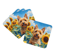 Load image into Gallery viewer, Norwich Terrier in Sunflowers Coasters - Set of 4 Lightweight Foam, Absorbent Drink Coasters