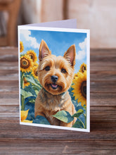 Load image into Gallery viewer, Norwich Terrier in Sunflowers Greeting Cards - Blank Note Cards – 8-Pack of Artist-Designed Cards with Envelopes