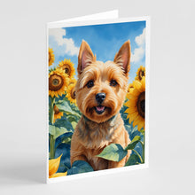 Load image into Gallery viewer, Norwich Terrier in Sunflowers Greeting Cards - Blank Note Cards – 8-Pack of Artist-Designed Cards with Envelopes