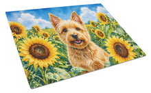 Load image into Gallery viewer, Norwich Terrier in Sunflowers Cutting Board Tempered Glass Kitchen Cutting Surface, Heat Resistant Chopping Board with Non-Slip Feet, Decorative Food Prep &amp; Serving