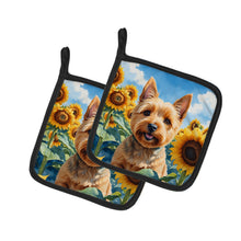Load image into Gallery viewer, Norwich Terrier in Sunflowers Pot Holders - Set of 2 Decorative Kitchen Helpers | Made in the USA