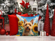 Load image into Gallery viewer, Norwich Terrier in Sunflowers Throw Pillow - 14x14 Decorative Pillow – Art for Your Home &amp; Patio