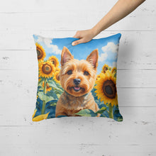Load image into Gallery viewer, Norwich Terrier in Sunflowers Throw Pillow
