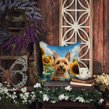 Load image into Gallery viewer, Norwich Terrier in Sunflowers Throw Pillow