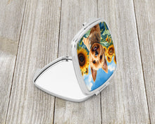 Load image into Gallery viewer, Norwich Terrier in Sunflowers Compact Mirror – Stylish Purse Mirror with Artistic Covers
