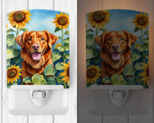 Load image into Gallery viewer, Nova Scotia Duck Toller in Sunflowers Ceramic Night Light