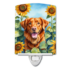Load image into Gallery viewer, Nova Scotia Duck Toller in Sunflowers Ceramic Night Light