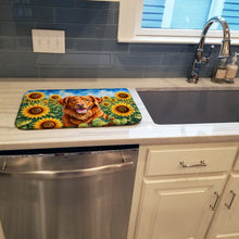 Load image into Gallery viewer, Nova Scotia Duck Toller in Sunflowers Dish Drying Mat Absorbent Dish Drying Mat Pad for Kitchen Counter Dish Drainer Mat for Countertop, 14 x 21", Multicolor
