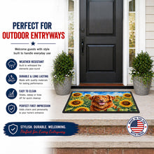 Load image into Gallery viewer, Nova Scotia Duck Toller in Sunflowers Doormat Front Door Mat Indoor Outdoor Rugs for Entryway, Non Slip Washable Low Pile, 24H X 36W