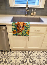 Load image into Gallery viewer, Nova Scotia Duck Toller in Sunflowers Kitchen Towel
