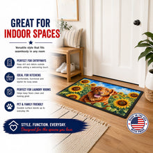 Load image into Gallery viewer, Nova Scotia Duck Toller in Sunflowers Doormat Front Door Mat Indoor Outdoor Rugs for Entryway, Non Slip Washable Low Pile, 18H X 27W