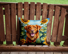 Load image into Gallery viewer, Nova Scotia Duck Toller in Sunflowers Throw Pillow - 14x14 Decorative Pillow – Art for Your Home &amp; Patio