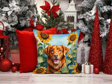 Load image into Gallery viewer, Nova Scotia Duck Toller in Sunflowers Throw Pillow - 14x14 Decorative Pillow – Art for Your Home &amp; Patio