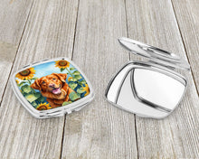 Load image into Gallery viewer, Nova Scotia Duck Toller in Sunflowers Compact Mirror – Stylish Purse Mirror with Artistic Covers