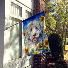 Load image into Gallery viewer, Old English Sheepdog in Sunflowers House Flag
