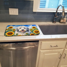 Load image into Gallery viewer, Old English Sheepdog in Sunflowers Dish Drying Mat Absorbent Dish Drying Mat Pad for Kitchen Counter Dish Drainer Mat for Countertop, 14 x 21", Multicolor