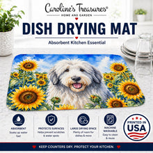 Load image into Gallery viewer, Old English Sheepdog in Sunflowers Dish Drying Mat Absorbent Dish Drying Mat Pad for Kitchen Counter Dish Drainer Mat for Countertop, 14 x 21", Multicolor
