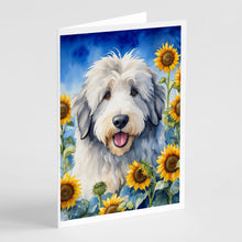 Load image into Gallery viewer, Old English Sheepdog in Sunflowers Greeting Cards - Blank Note Cards – 8-Pack of Artist-Designed Cards with Envelopes