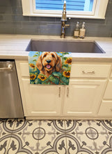 Load image into Gallery viewer, Otterhound in Sunflowers Kitchen Towel