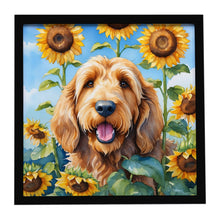 Load image into Gallery viewer, Otterhound in Sunflowers Framed Metal Print