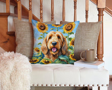 Load image into Gallery viewer, Otterhound in Sunflowers Throw Pillow - 14x14 Decorative Pillow – Art for Your Home &amp; Patio