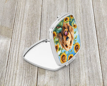 Load image into Gallery viewer, Otterhound in Sunflowers Compact Mirror – Stylish Purse Mirror with Artistic Covers