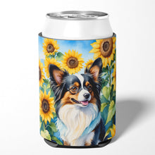 Load image into Gallery viewer, Papillon in Sunflowers Can or Bottle Hugger