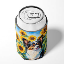 Load image into Gallery viewer, Papillon in Sunflowers Can or Bottle Hugger