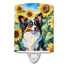 Load image into Gallery viewer, Papillon in Sunflowers Ceramic Night Light