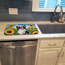 Load image into Gallery viewer, Papillon in Sunflowers Dish Drying Mat Absorbent Dish Drying Mat Pad for Kitchen Counter Dish Drainer Mat for Countertop, 14 x 21", Multicolor